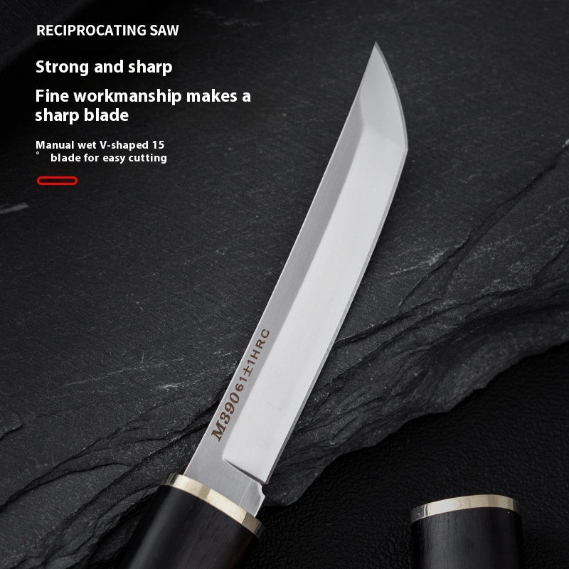Couteau Fixe Damas — Manche Bois de Cerf