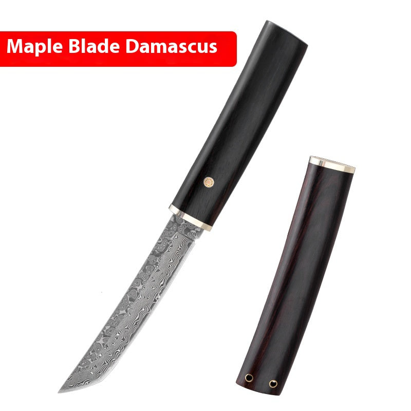 Couteau Fixe Damas — Manche Bois de Cerf