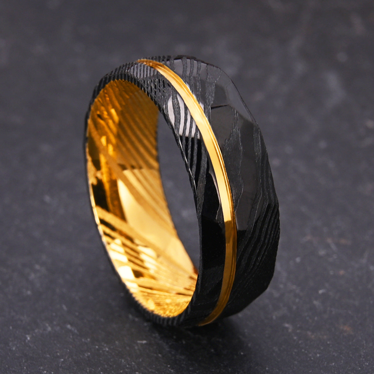 Bague en Acier de Damas — Bicolore