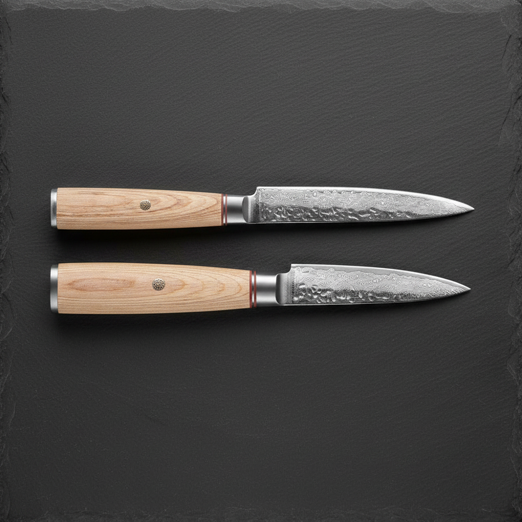 Coffret Cadeau 2 Couteaux Damas — Chef + Santoku