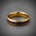 Le Damas Royal Gold — Bague en Acier de Damas Plaqué Or