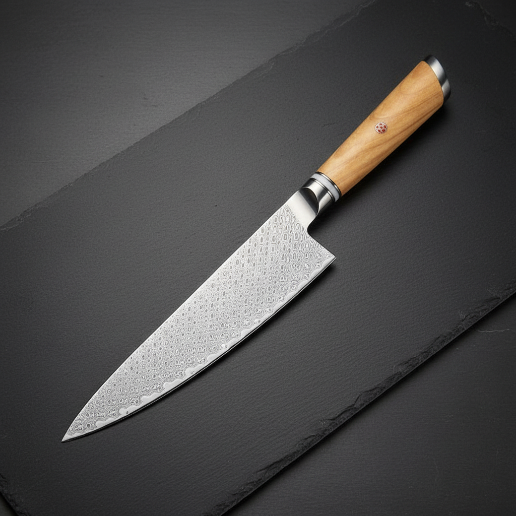 Couteau de Chef Damas — Manche Olivier