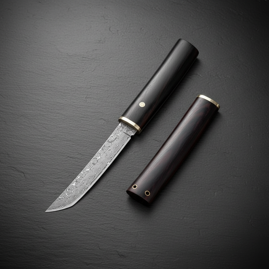 Couteau Fixe Damas — Manche Bois de Cerf