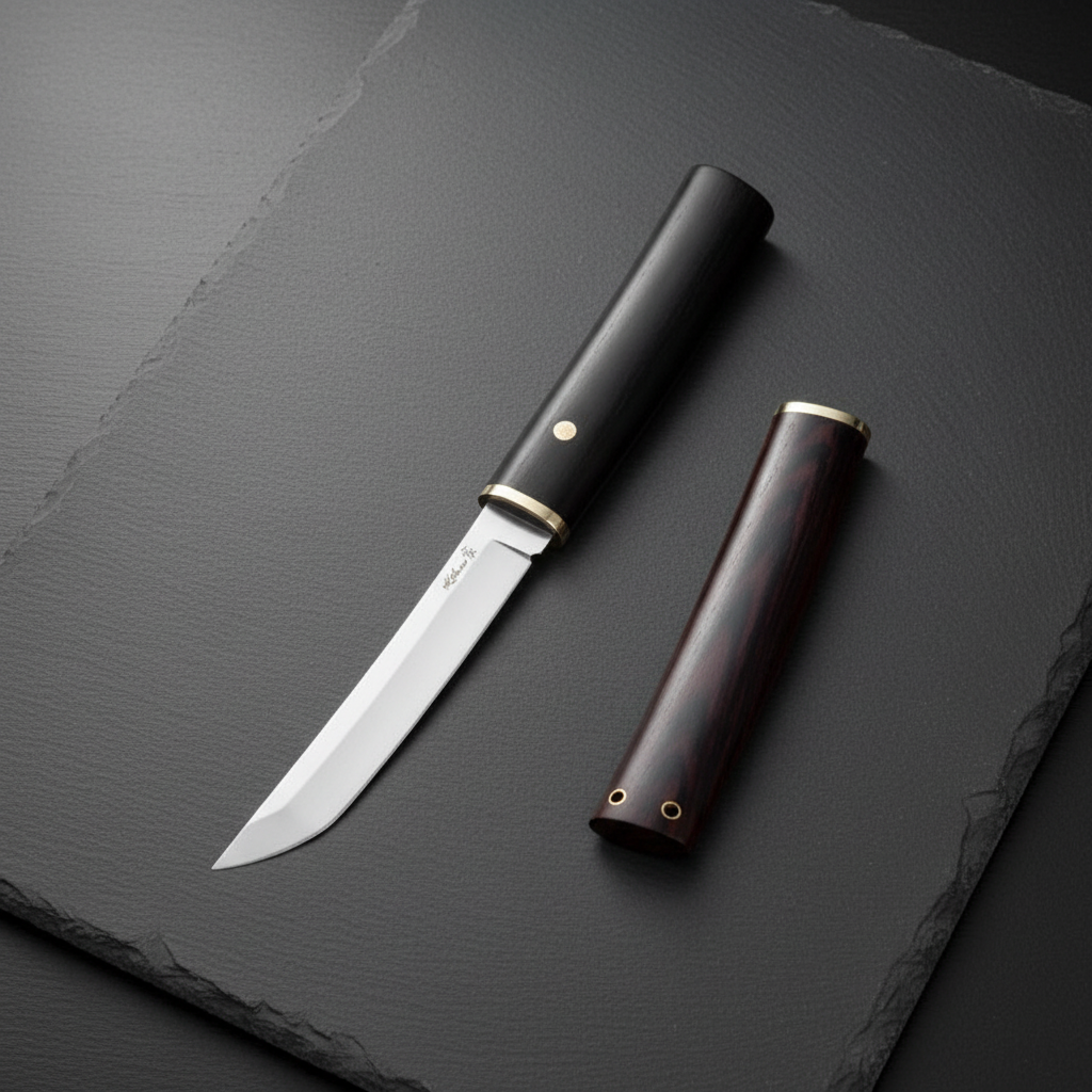 Couteau Fixe Damas — Manche Bois de Cerf