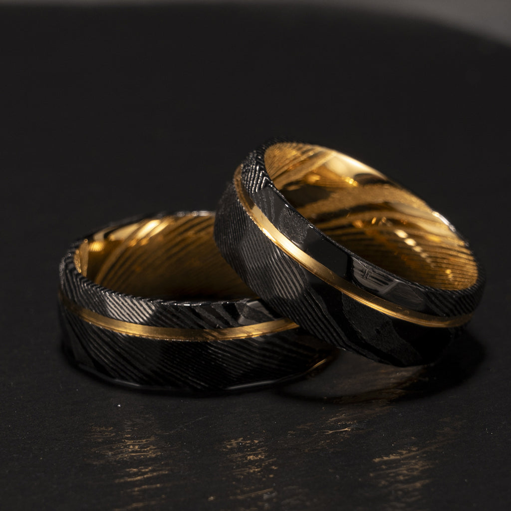 Bague en Acier de Damas — Bicolore