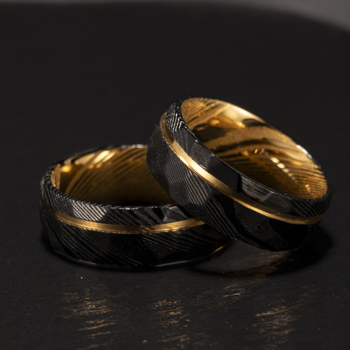 Bague en Acier de Damas — Bicolore