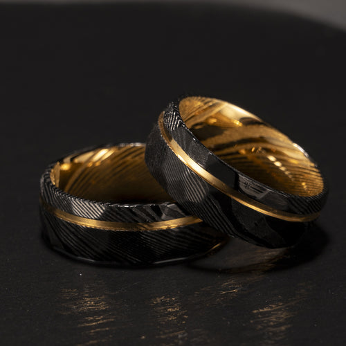 Bague en Acier de Damas — Bicolore