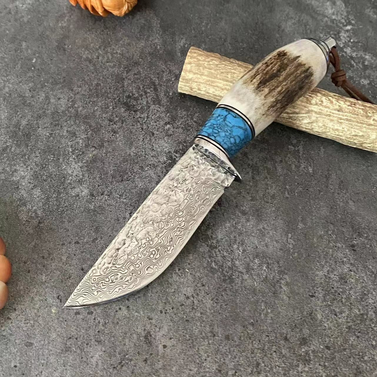 Couteau de Chasse Damas — Bois de Cerf
